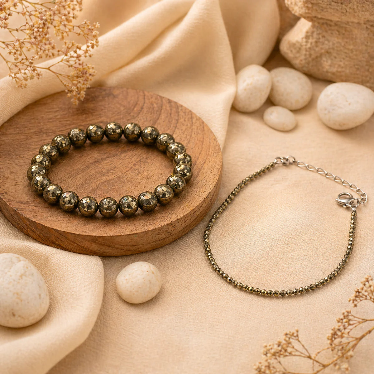 Pyrite Couple Combo – Bracelet & Anklet