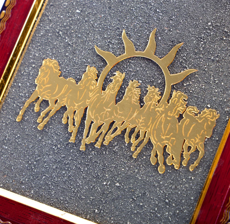 7 Horses Pyrite Frame for Vaastu
