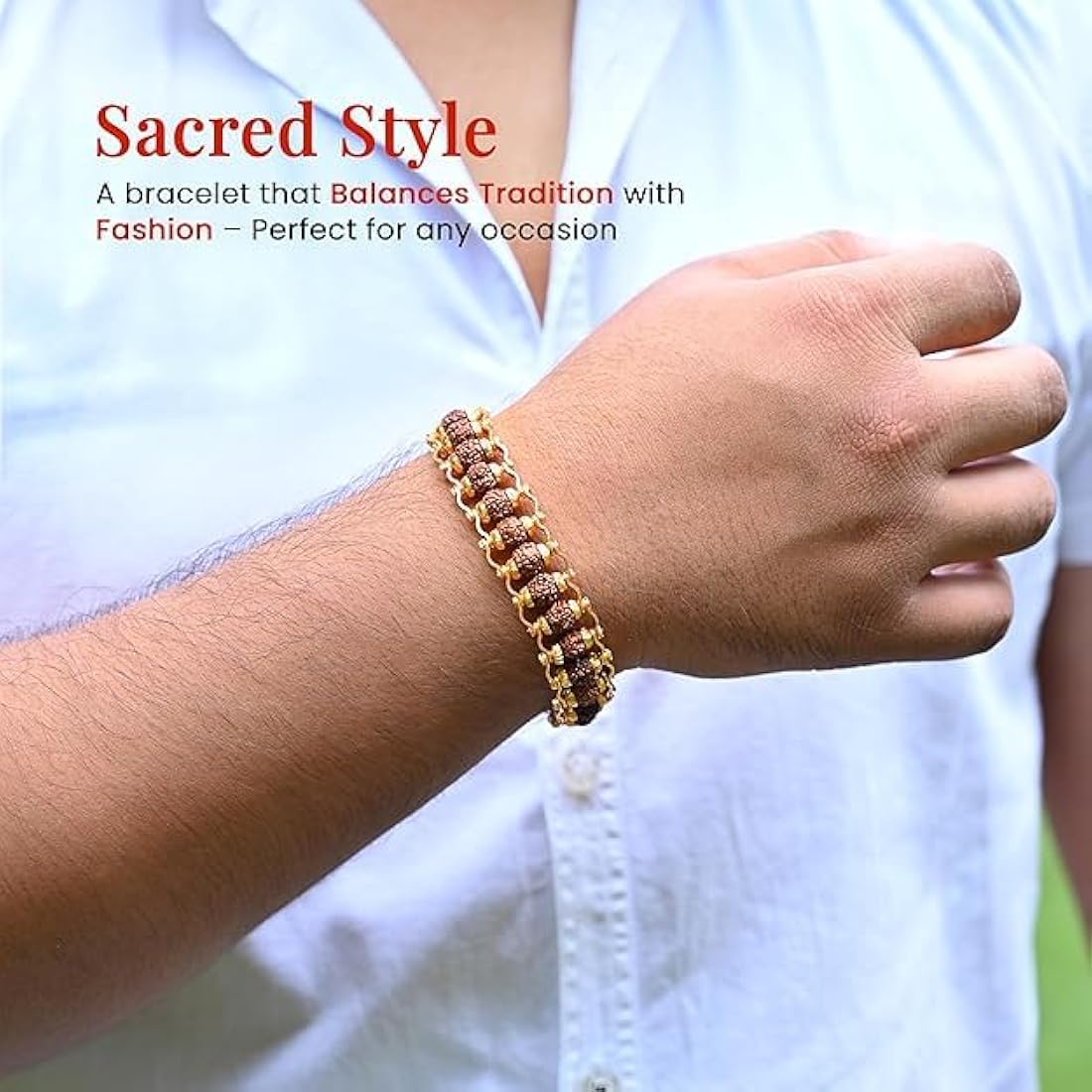Gold Plated Modern Rudraksha Bracelet