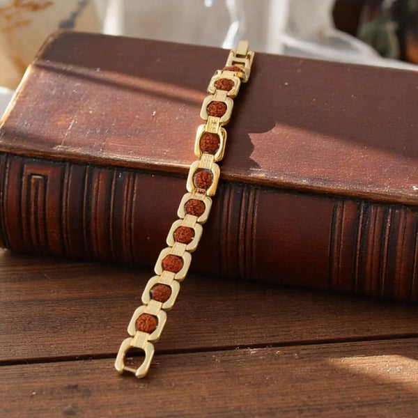 Gold Plated Modern Rudraksha Bracelet