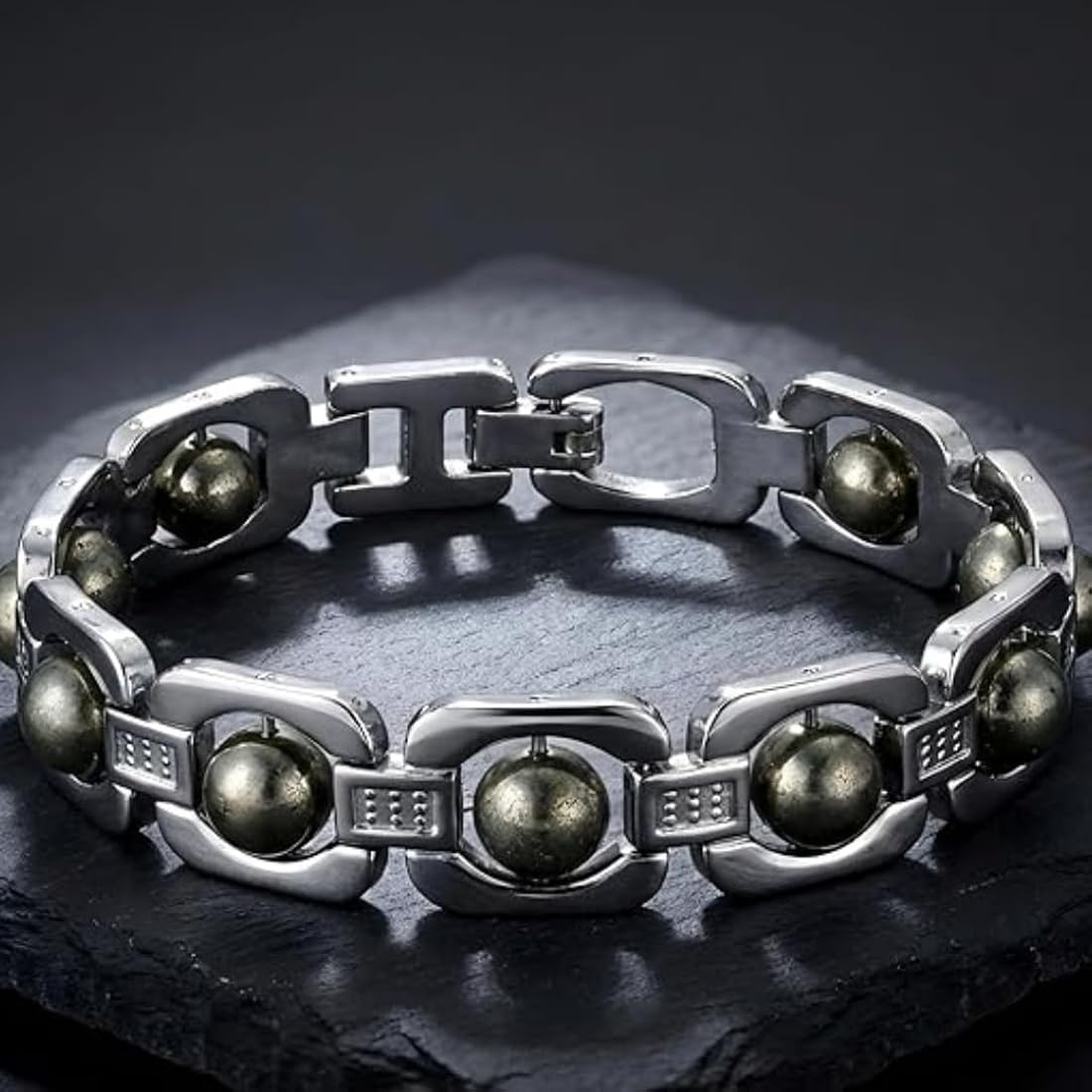 Silver Plated Pyrite Bracelet