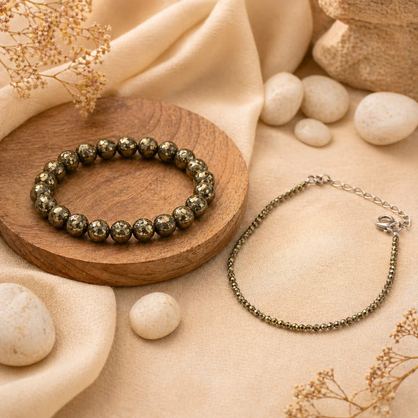 Pyrite Couple Combo – Raw Bracelet & Anklet for Wealth
