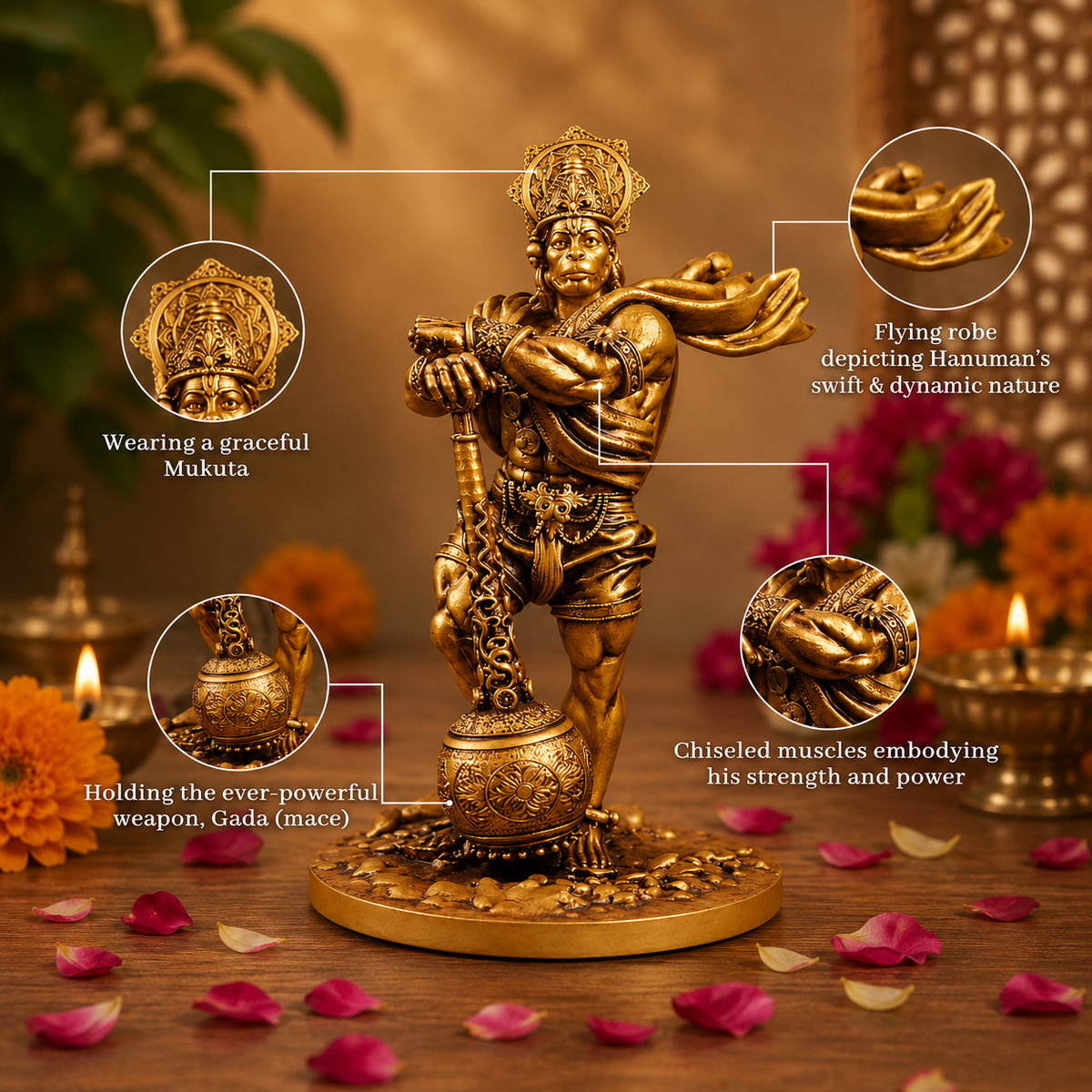 Hanuman Ji, Pavan Putra Bajrangbali, Bahubali Hanuman Idol for CarDashboard,Decor
