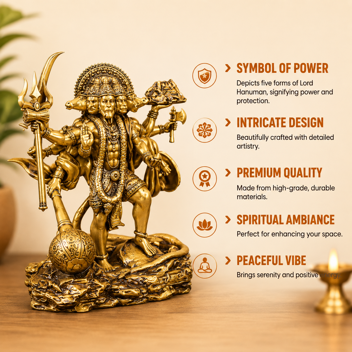 Panchmukhi Hanuman Murti for Car Dashboard Home Decor