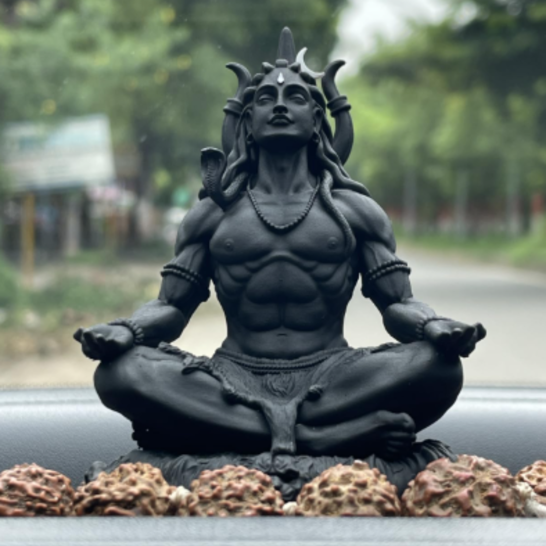 Adiyogi Shiv Statue Dhyan Mudra Car Dashboard