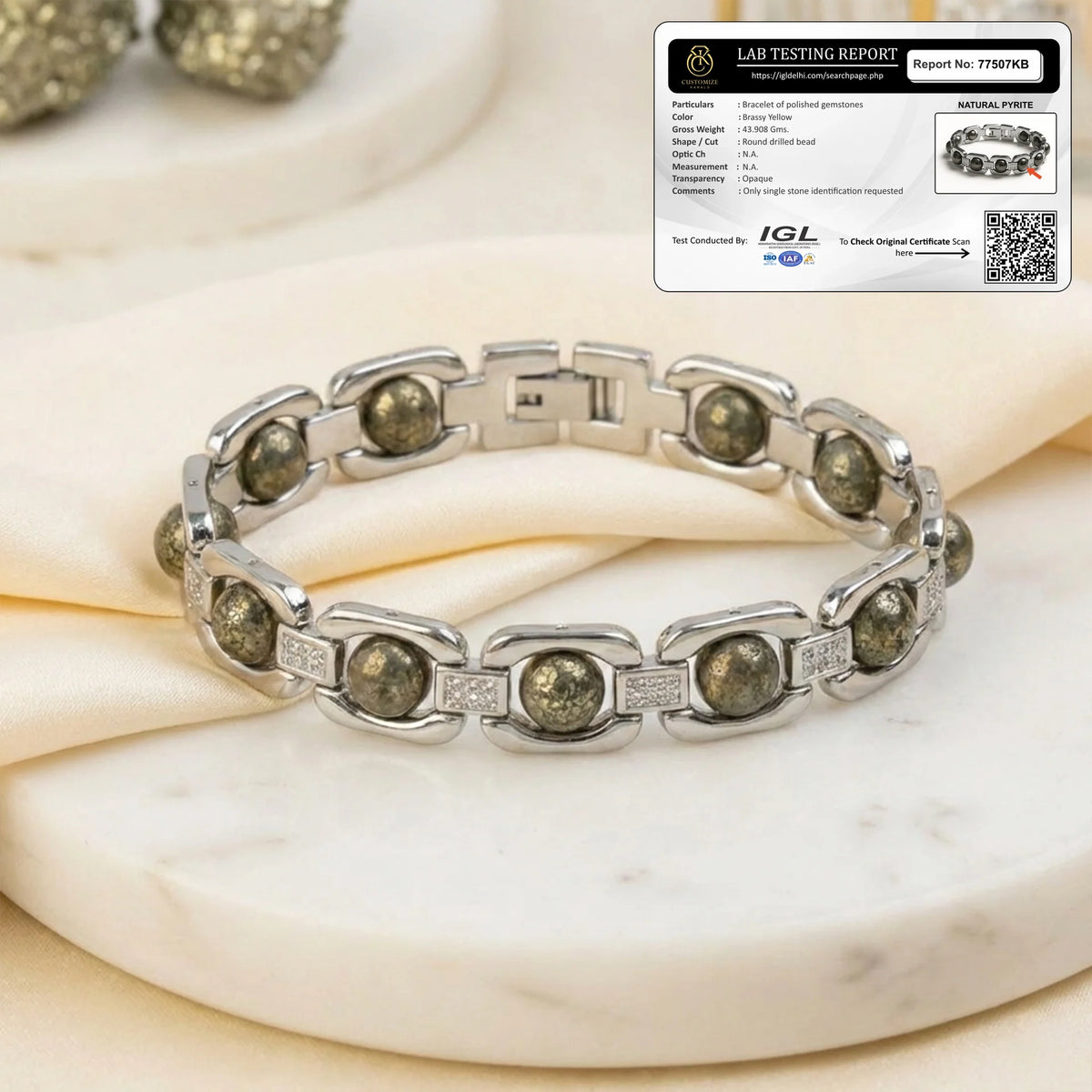 Silver Plated Pyrite Bracelet