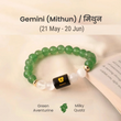Gemini (मिथुन राशि) Zodiac Green Aventurine & Milky Quartz Bracelet