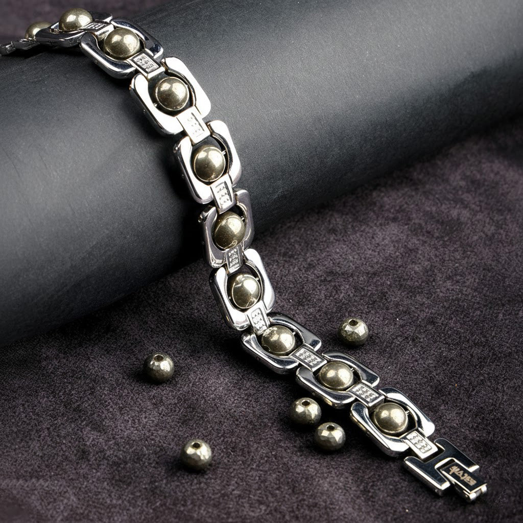 Silver Plated Pyrite Bracelet